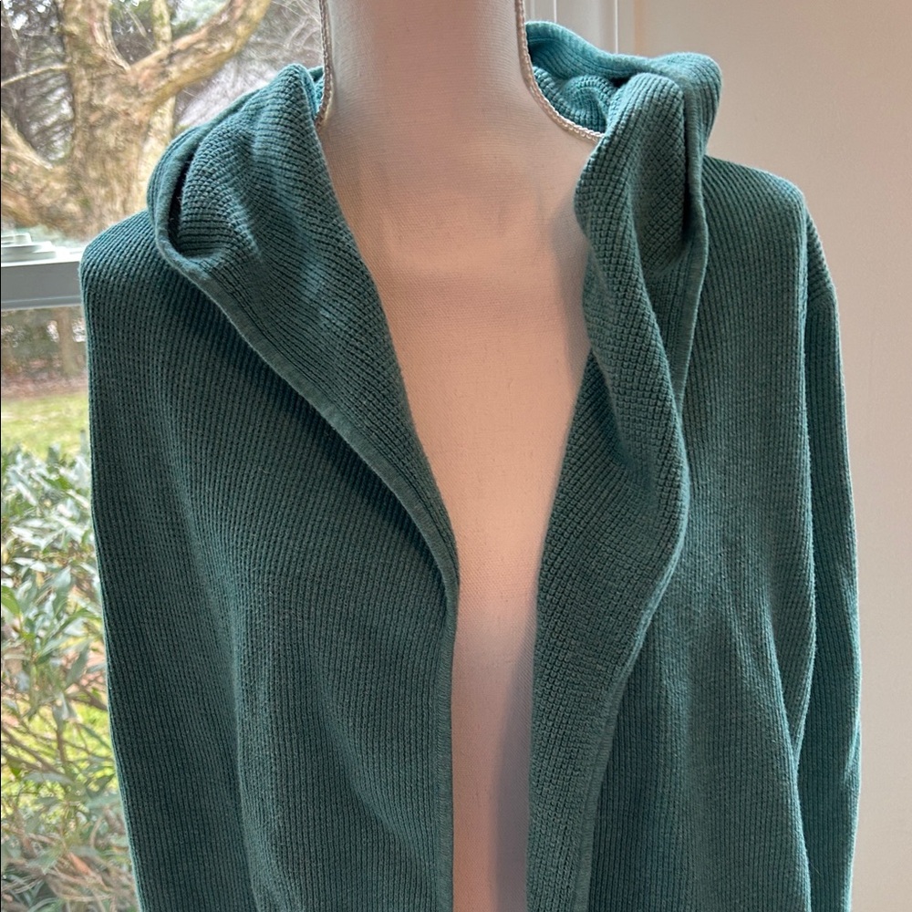 Margaret O'Leary Teal Hooded Cardigan
